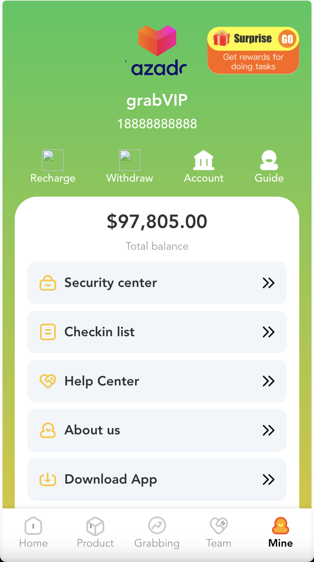 grabVIP超市刷单抢单源码 - 海外超市商城购物刷单投资理财系统 前端HTML+后端PHP